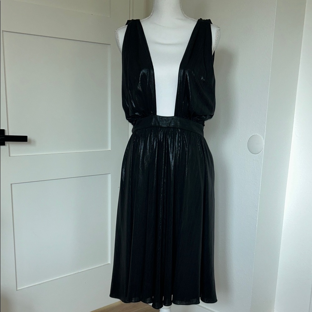 Rachel Antonoff Womens Lauren Fit & Flare Dress Black Shimmer Midi Size 8